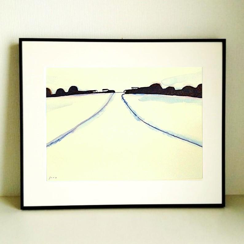 原画｜イラスト｜風景画「帰路」※額縁入り（四つ切サイズ）水彩｜一点物 | 2枚目