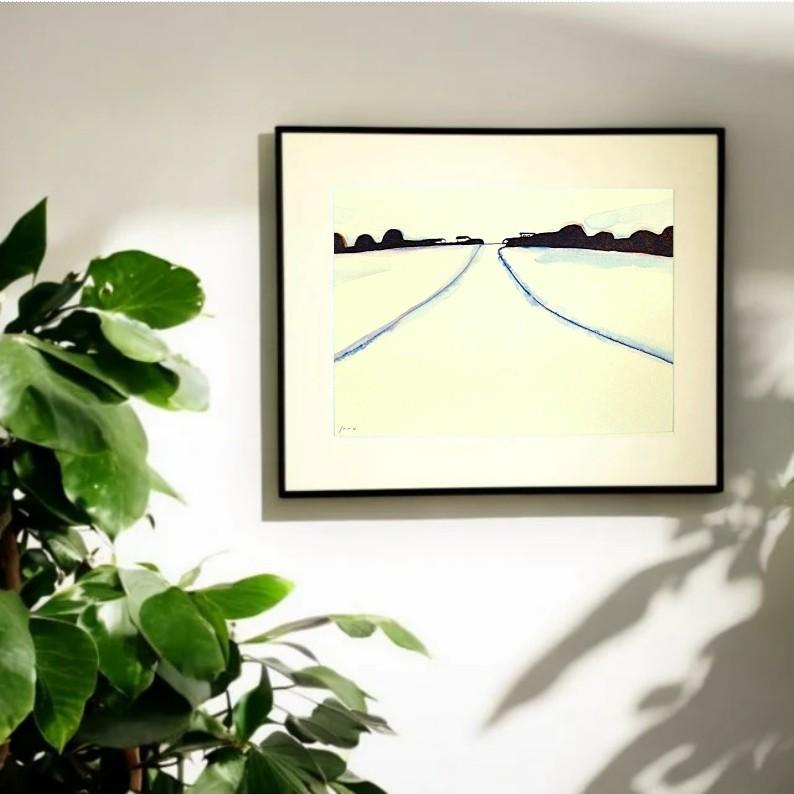 原画｜イラスト｜風景画「帰路」※額縁入り（四つ切サイズ）水彩｜一点物 | 3枚目