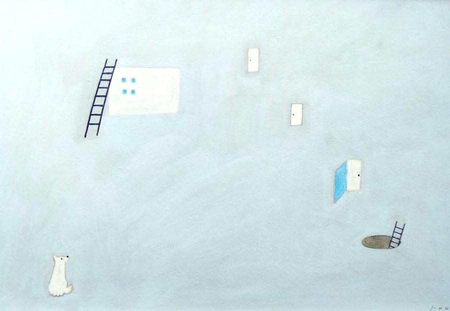 原画｜イラスト「曇り空」　※額縁入り（太子サイズ）アクリル画｜一点物