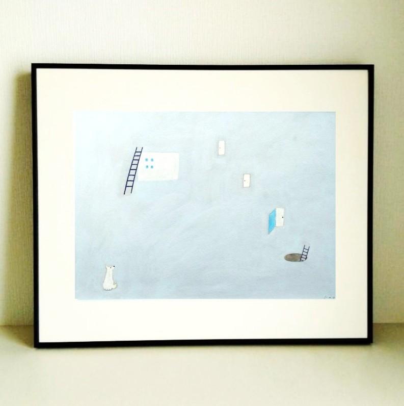 原画｜イラスト「曇り空」　※額縁入り（太子サイズ）アクリル画｜一点物 | 3枚目