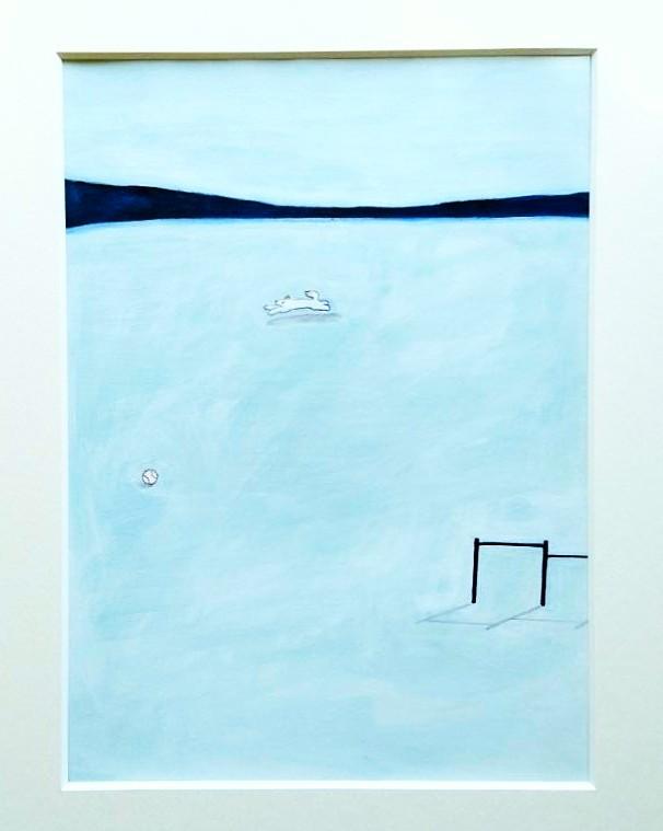 原画 イラスト 「夕暮れにダッシュ」 ※額縁入り（四つ切サイズ）水彩 アクリル 一点物 送料無料 | 3枚目